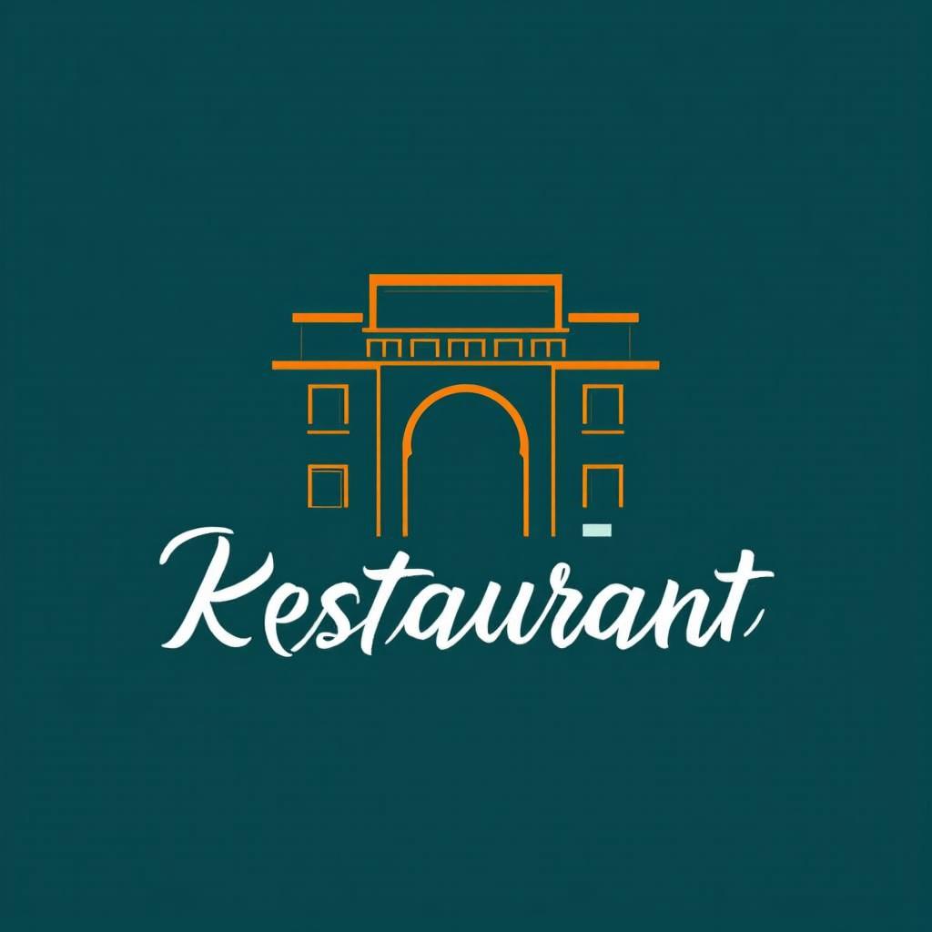 A minimalist and modern restaurant logo design featuring a stylized line drawing of an iconic architectural structure