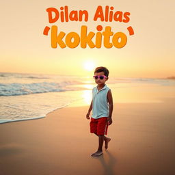 A movie poster titled 'Dilan Alias "kokito"' featuring a young black boy, approximately 12 years old, walking along the beach