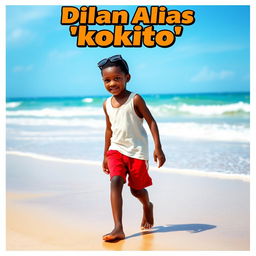movie poster featuring a young black boy, approximately 12 years old, walking on the beach shore