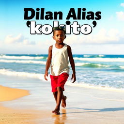 movie poster featuring a young black boy, approximately 12 years old, walking on the beach shore