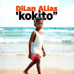 movie poster featuring a young black boy, approximately 12 years old, walking on the beach shore