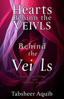 A captivating book cover featuring the title 'Hearts Behind the Veils' with the subtitle 'Uncover the Things Unsaid' and author's name 'Tabsheer Aquib'