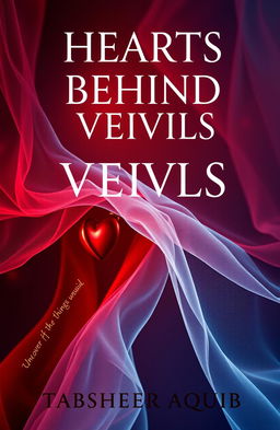 A captivating book cover featuring the title 'Hearts Behind the Veils' with the subtitle 'Uncover the Things Unsaid' and author's name 'Tabsheer Aquib'