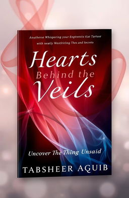 A captivating book cover featuring the title 'Hearts Behind the Veils' with the subtitle 'Uncover the Things Unsaid' and author's name 'Tabsheer Aquib'