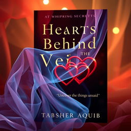 A captivating book cover featuring the title 'Hearts Behind the Veils' with the subtitle 'Uncover the Things Unsaid' and author's name 'Tabsheer Aquib'