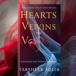 A captivating book cover featuring the title 'Hearts Behind the Veils' with the subtitle 'Uncover the Things Unsaid' and author's name 'Tabsheer Aquib'