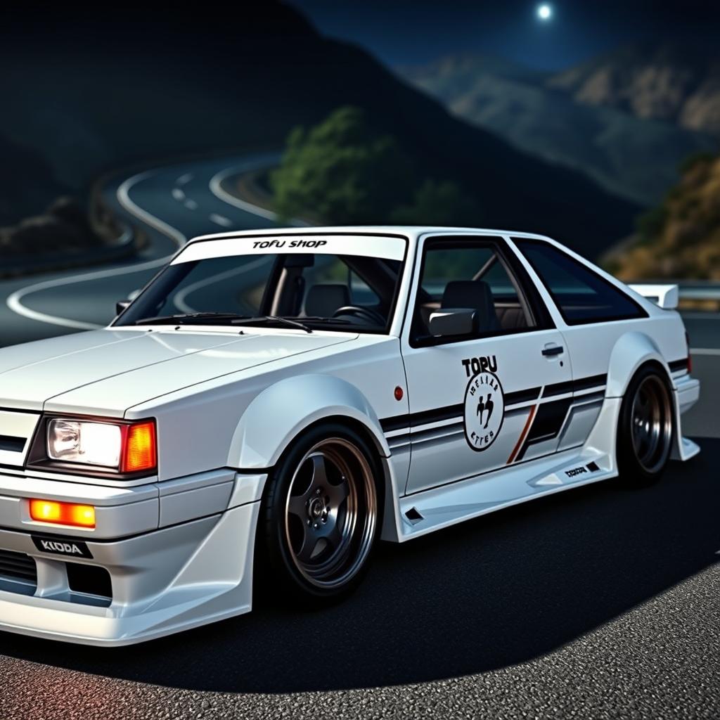 A Škoda Felicia customized to capture the iconic style of the Toyota AE86 Trueno from Initial D