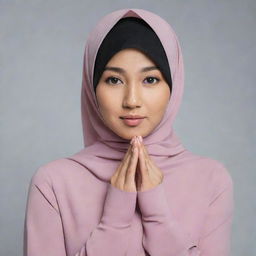 A confident young Asian woman wearing a hijab, striking a resolute pose, elegantly expressing a 'no' to addictive substances.