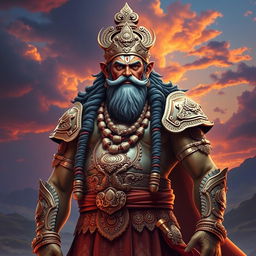 A grand and majestic portrayal of Dewabrata, also known as Bhishma, one of the greatest warriors in Indian mythology