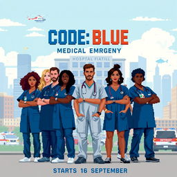 Pixel art poster for the first season of 'CODE: BLUE