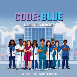 Pixel art poster for the first season of 'CODE: BLUE