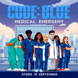 Pixel art poster for the first season of 'CODE: BLUE