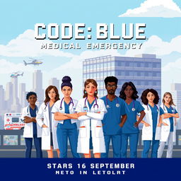 Pixel art poster for the first season of 'CODE: BLUE