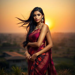 A stunning full-length portrait of a hot Indian woman, exuding confidence and allure