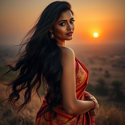 A stunning full-length portrait of a hot Indian woman, exuding confidence and allure