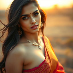 A stunning Indian woman with an alluring gaze, showcasing elegance and sensuality