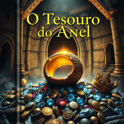 A captivating and adventurous book cover for 'O Tesouro do Anel'