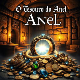 A captivating and adventurous book cover for 'O Tesouro do Anel'