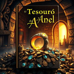 A captivating and adventurous book cover for 'O Tesouro do Anel'