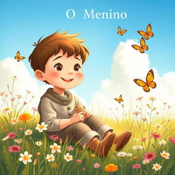 A heartwarming and serene illustration titled 'O Menino'