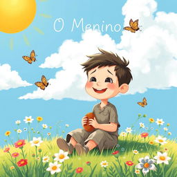 A heartwarming and serene illustration titled 'O Menino'