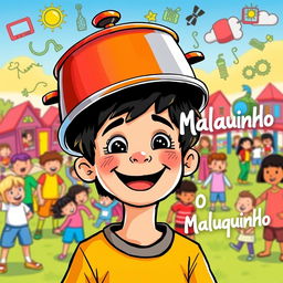 A playful and colorful illustration for 'O Maluquinho'