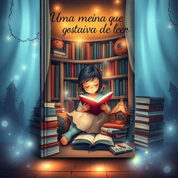 A captivating book cover design for the title 'Uma menina que gostava de ler'