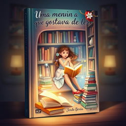 A captivating book cover design for the title 'Uma menina que gostava de ler'