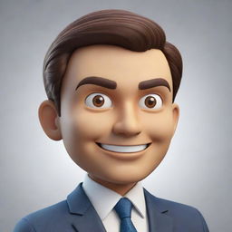 A 3D cartoon-style emoji showcasing the face and head of a man in business attire, detailed with professional characteristics.