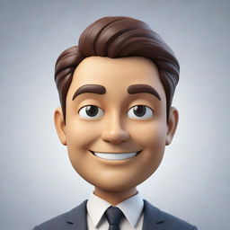 A 3D cartoon-style emoji showcasing the face and head of a man in business attire, detailed with professional characteristics.