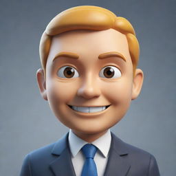 A 3D cartoon-style emoji showcasing the face and head of a man in business attire, detailed with professional characteristics.