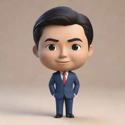 A 3D cartoon-style Memoji featuring the face and head of a Japanese man in a business suit, focusing on ethnic facial features and a professional demeanour.