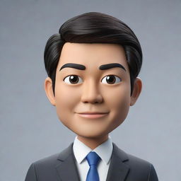 A 3D cartoon-style Memoji featuring the face and head of a Japanese man in a business suit, focusing on ethnic facial features and a professional demeanour.