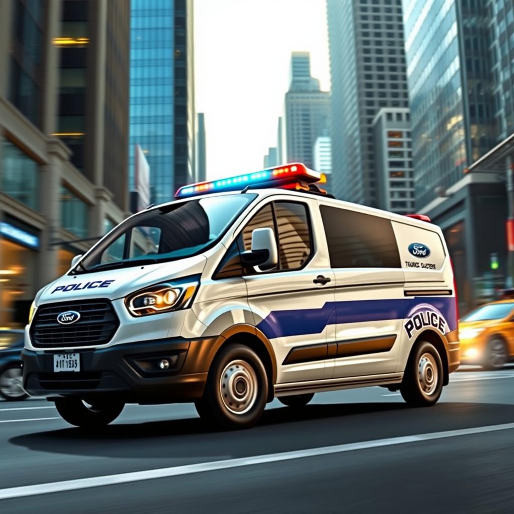 A 2022 Ford Tourneo Custom configured as a police vehicle