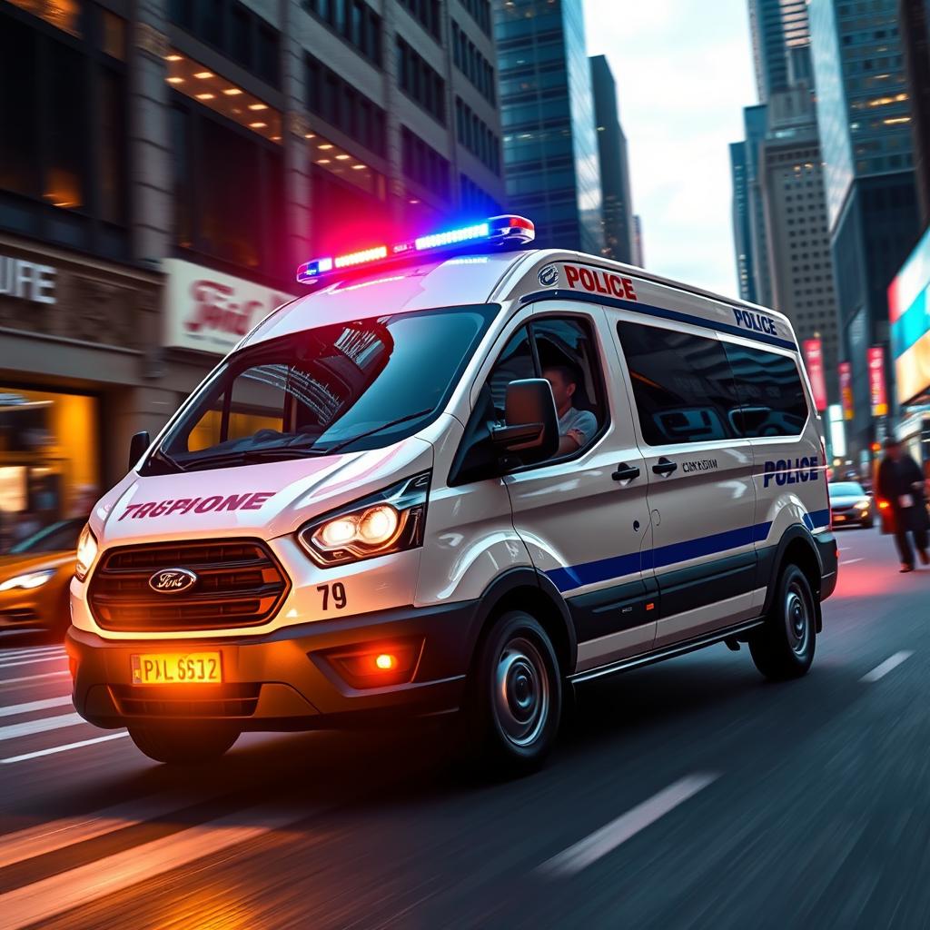 A 2022 Ford Tourneo Custom configured as a police vehicle