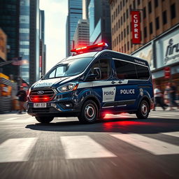 A 2022 Ford Tourneo Custom configured as a police vehicle