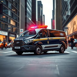 A 2022 Ford Tourneo Custom configured as a police vehicle