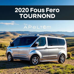 A 2020 Ford Tourneo Custom, depicted in a stunning landscape setting