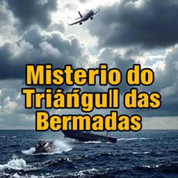 A YouTube thumbnail featuring the text 'Mistério do Triângulo das Bermudas' in bold, eye-catching font positioned prominently