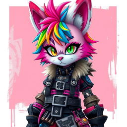 A genderless furry character with an eclectic and edgy Harajuku alt-punk style