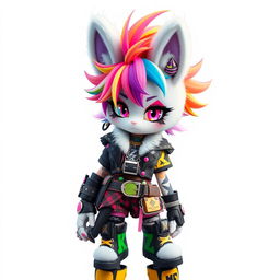 A genderless furry character with an eclectic and edgy Harajuku alt-punk style