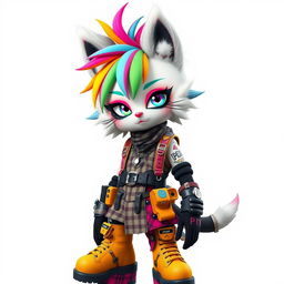 A genderless furry character with an eclectic and edgy Harajuku alt-punk style