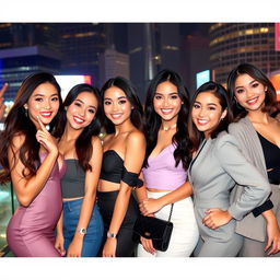 A group of stunning Asian women posing confidently, embodying elegance and beauty