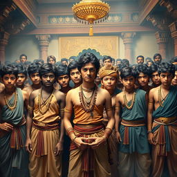 A dynamic and intriguing depiction of the teenage Kauravas, capturing their youthful energies and distinct personalities