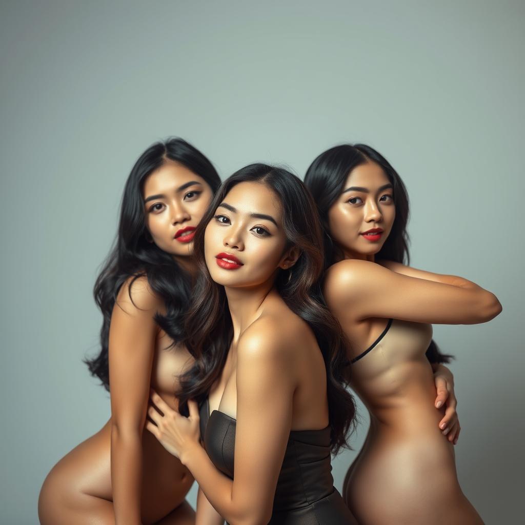 A group of beautiful and confident Asian women posing elegantly, embracing their natural beauty