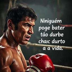 A motivational scene featuring Rock Balboa in an intense boxing training session