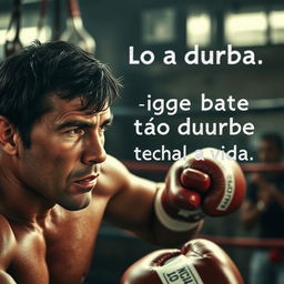 A motivational scene featuring Rock Balboa in an intense boxing training session