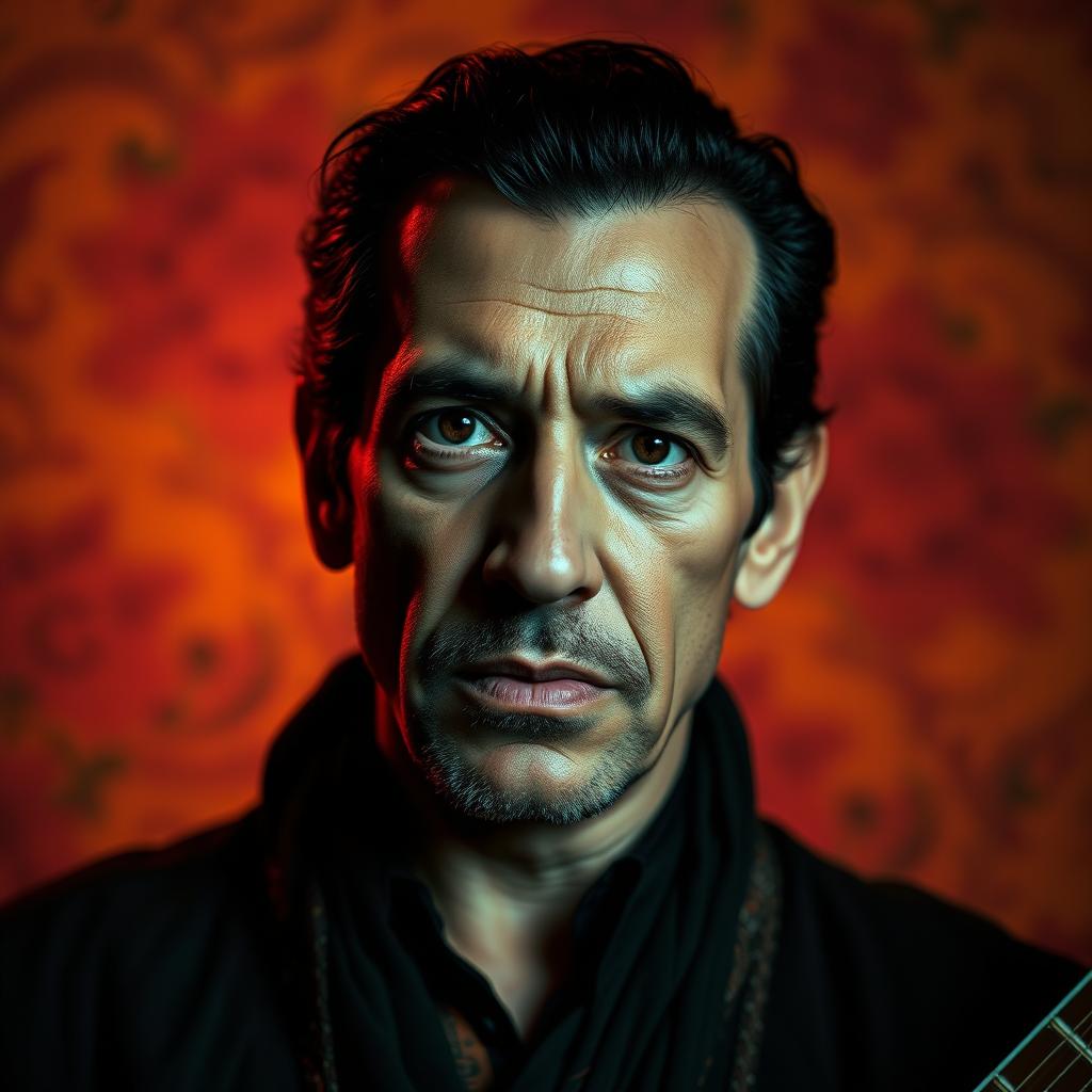 A portrait of Camarón de la Isla, the legendary flamenco singer