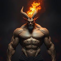 A humanoid figure with a single horn on its head, the horn engulfed in vibrant flames