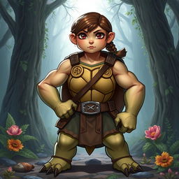 A young, strong female tortle character from a Dungeons & Dragons universe